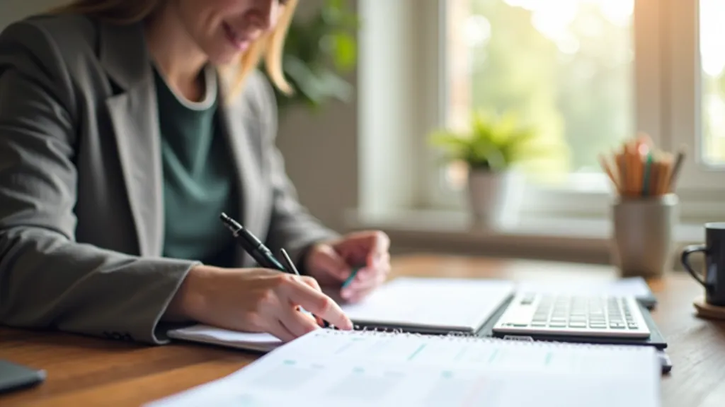 Professional at work desk using planning tools and calendar systems